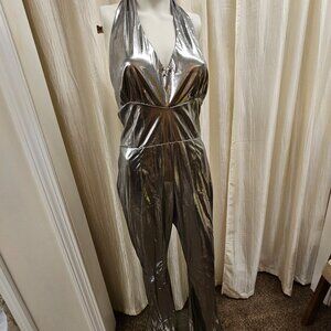 Silver Halter Jumpsuit